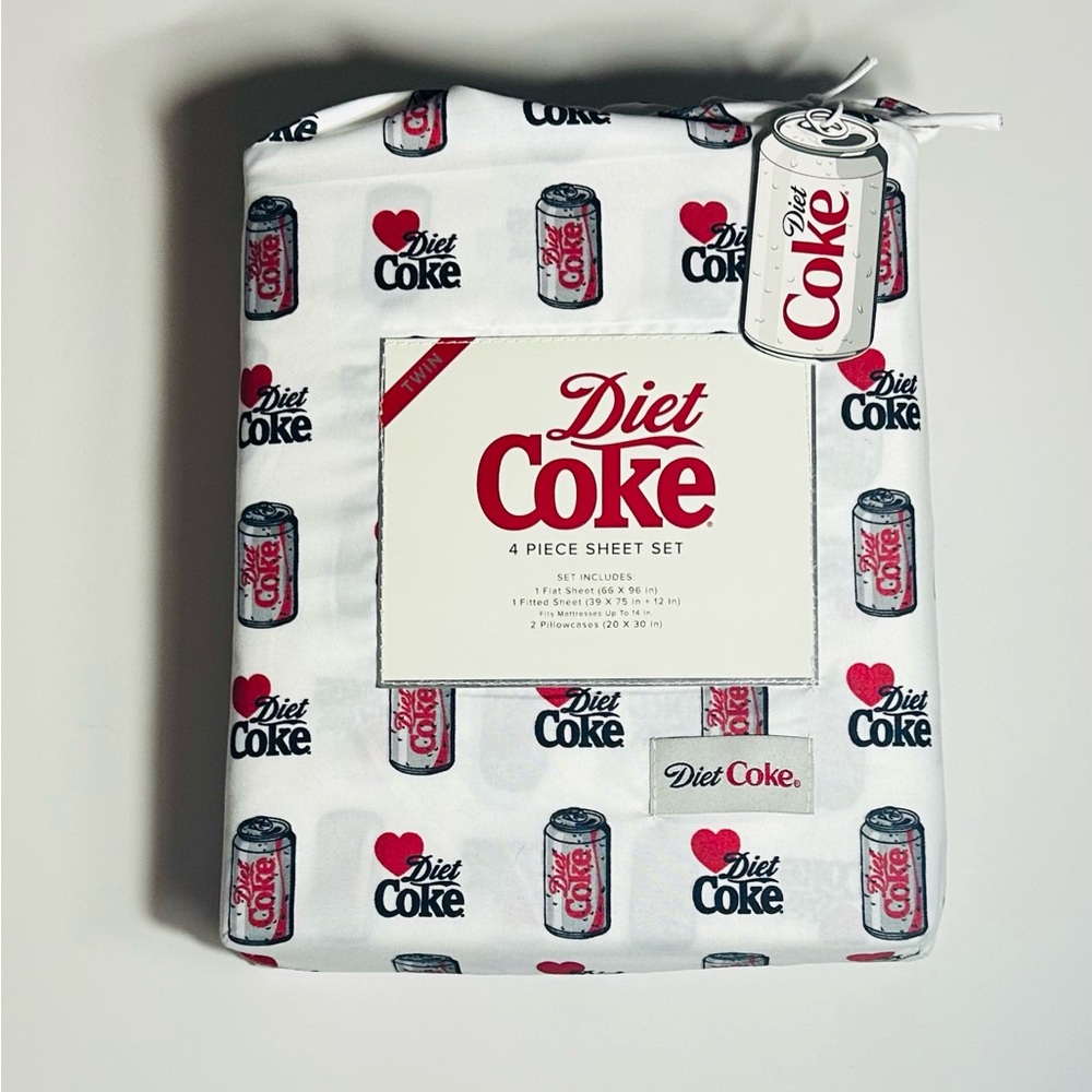 Diet Coke Branded White Sheet Set with  Logo Print